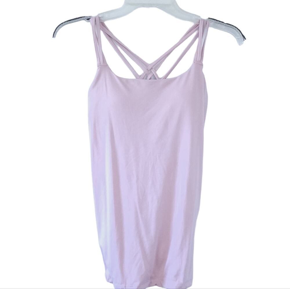 Athleta Tank Top XS Pale Ballet Pink Strappy Back, Built in Bra, Athletic Sports